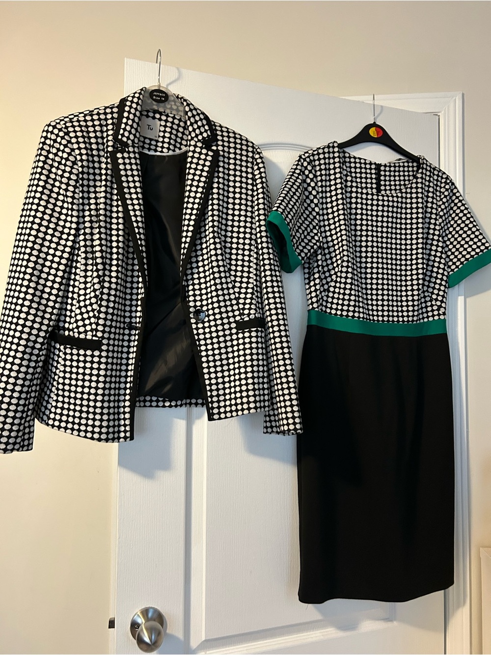 Polka Dot Black & White Dress with Matching Jacket